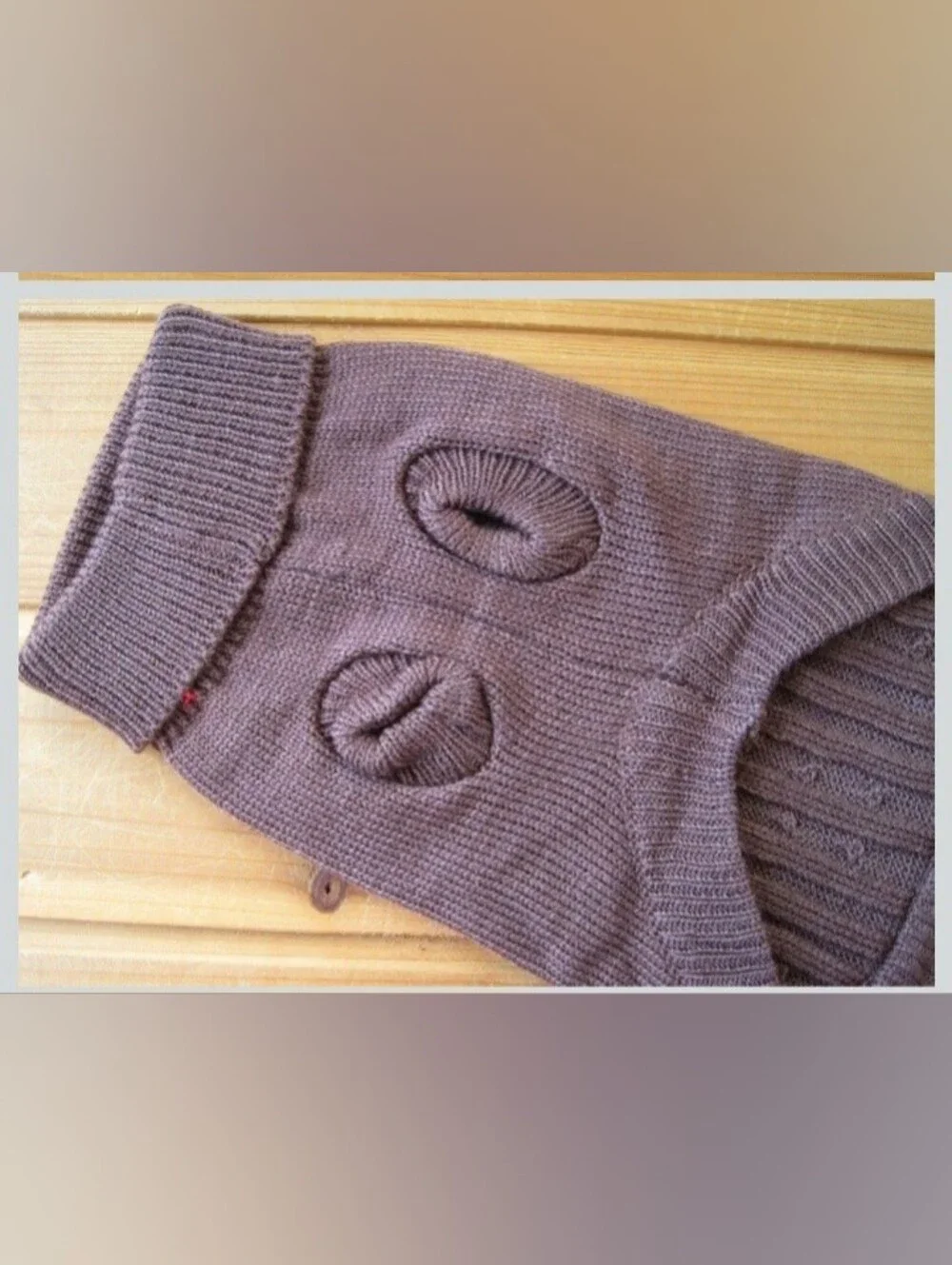Brown Cable Knit Dog Sweater Turtleneck Cozy Pet Puppy Sweater